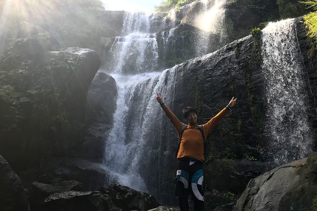 「ユツンの滝」滝つぼ到着